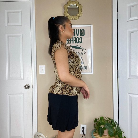 Vintage Y2k Sheer Leopard Print Button Up Top - Picture 4 of 5